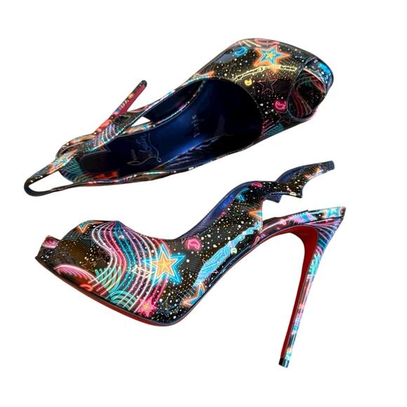 Christian Louboutin Hot Chick Sling Alta Pumps Starlight Neon EU 36.5 US 6.5 - Picture 12 of 15